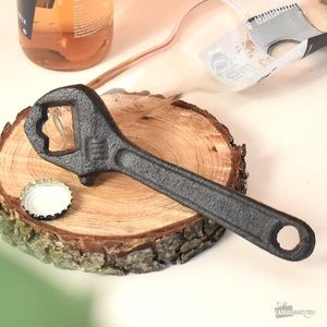 Rustic wrench/beer bottle opener in cast iron